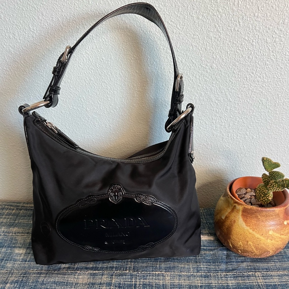 🖤Prada Milano Black Nylon Shoulder Bag | Leather Trim | Made in Italy